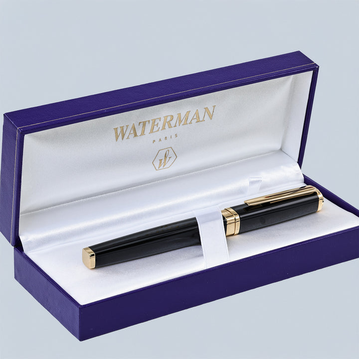Waterman Exception Slim Black With Gold Trim Rollerball