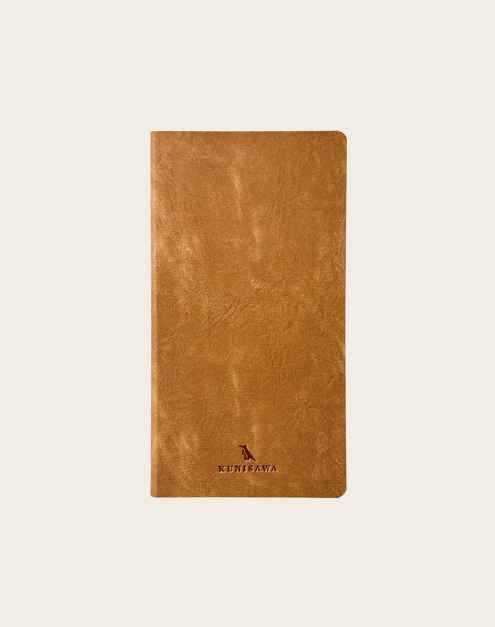 Premium Japanese Flexible Grid Leather Notebook- Camel | KUNISAWA JAPAN
