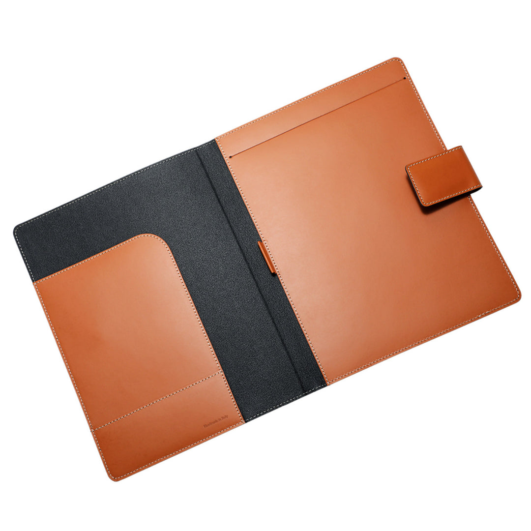 Italian Leather Portfolio with Snap Closure - A4