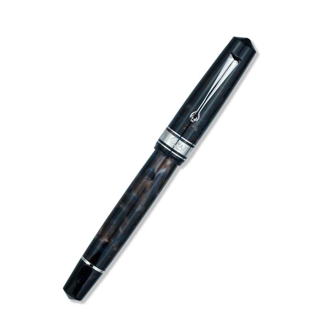 OMAS Bologna Galassia Fountain Pen With Silver Trim