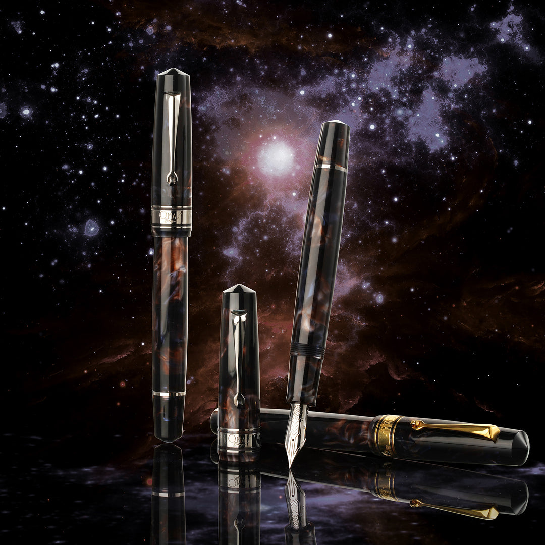 OMAS Bologna Galassia Fountain Pen With Silver Trim