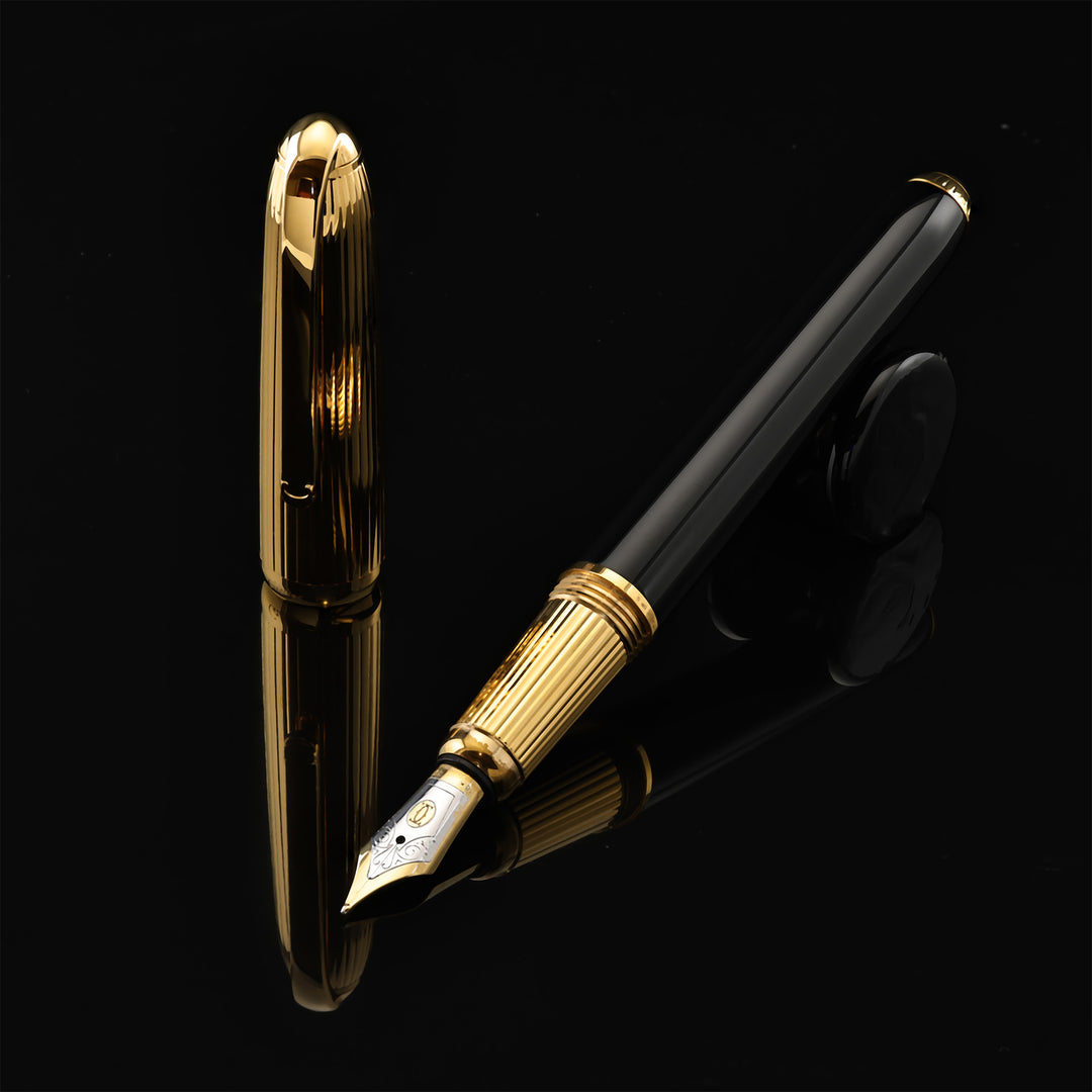 Cartier Phantere Gold Stripe Cap Black Chinese Laqueur Body Fountain Pen