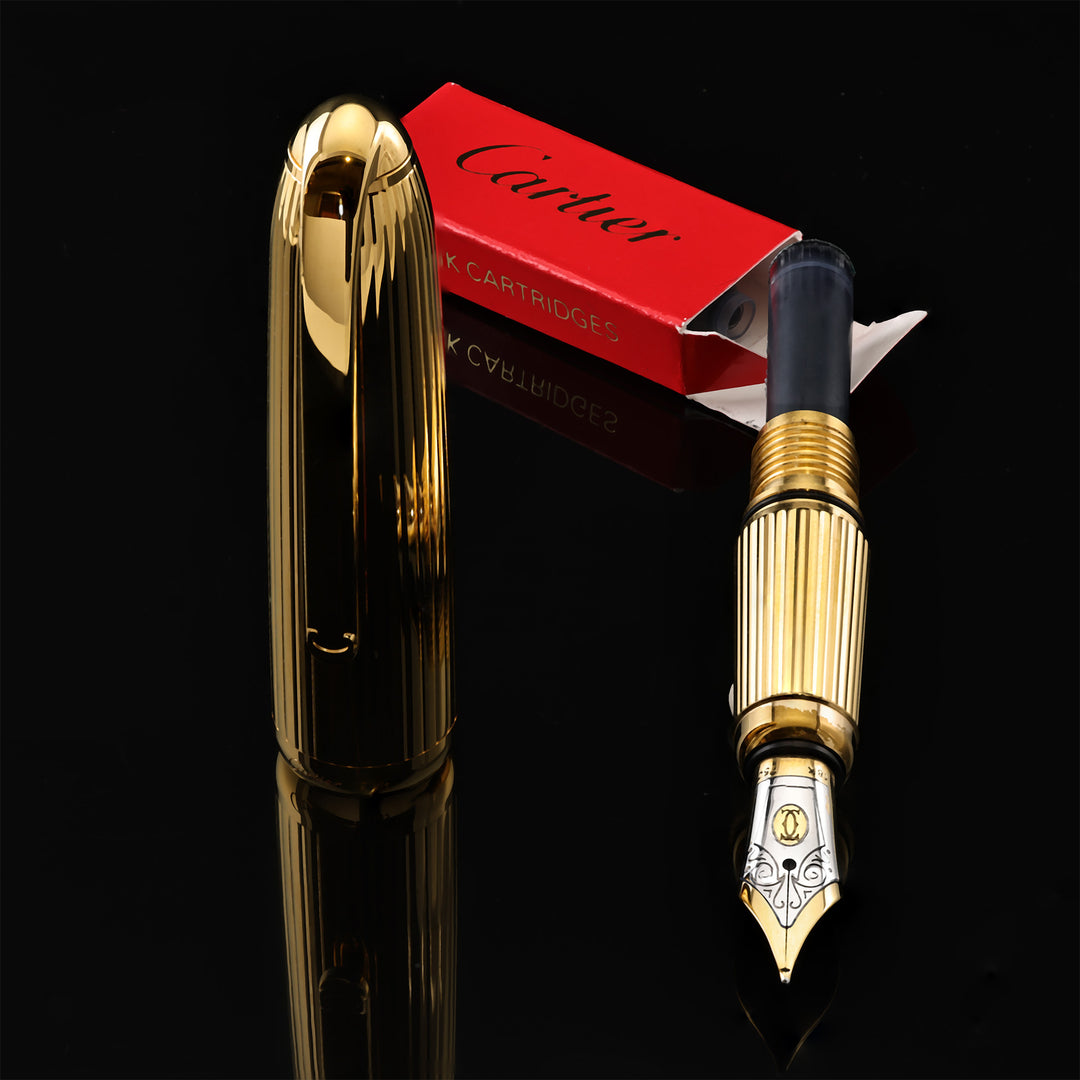 Cartier Phantere Gold Stripe Cap Black Chinese Laqueur Body Fountain Pen