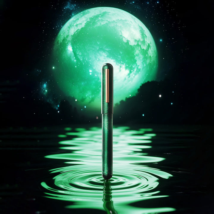 IKKAKU By Nahvalur Moon Trilogy Fountain Pens - Green Moon
