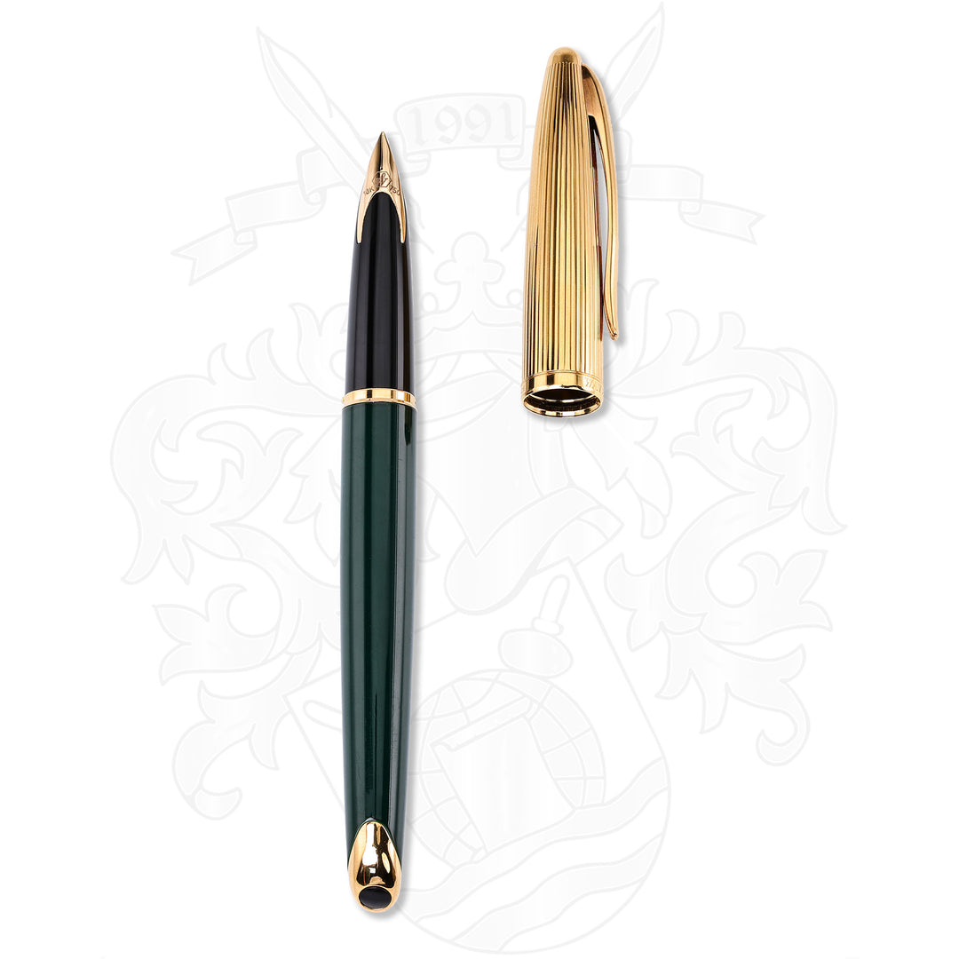 Waterman Carene Green Fountain Pen With Gold Cap