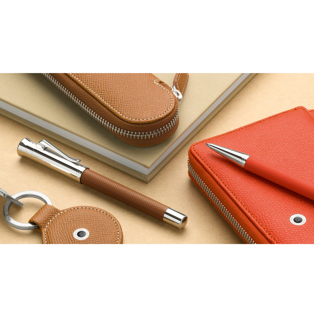 Graf von Faber-Castell Standard Leather 2-Pen Case with Zipper Epsom Cognac
