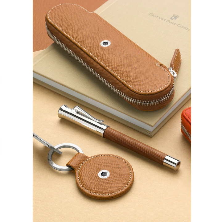 Graf von Faber-Castell Standard Leather 2-Pen Case with Zipper Epsom Cognac