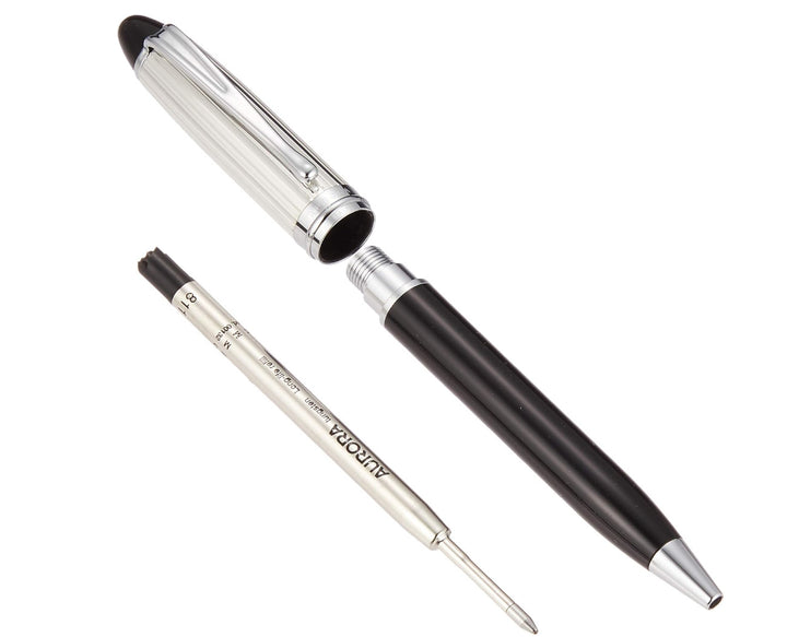 Aurora Ipsilon Piano Black  & Sterling Silver - Ballpoint