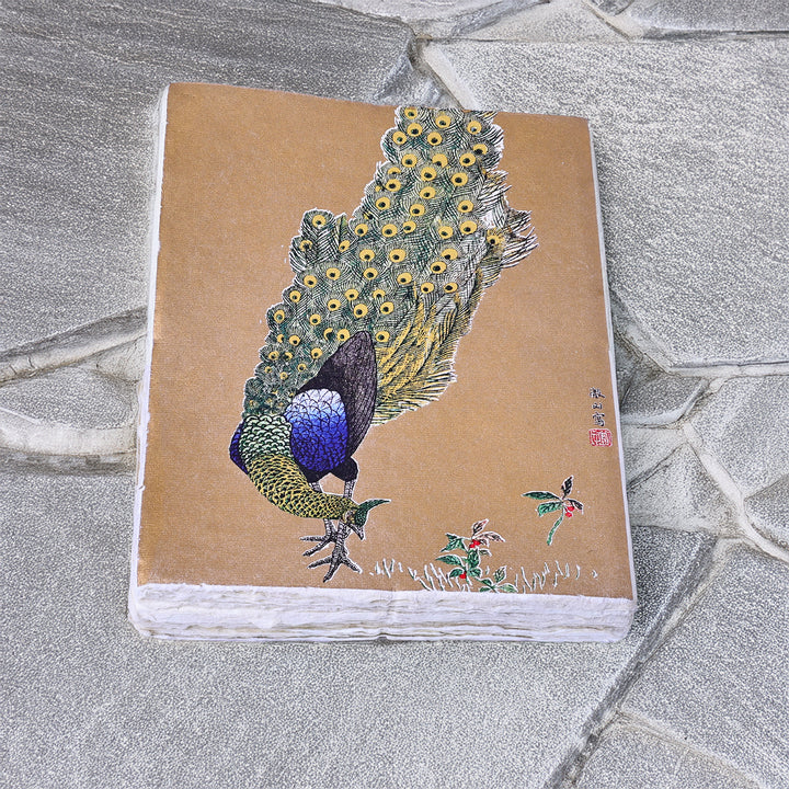 Epigram A5 Parchment Paper Notebook with Gold, Royal Bird, Peacock