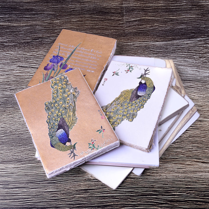 Epigram A5 Parchment Paper Notebook with Gold, Royal Bird, Peacock