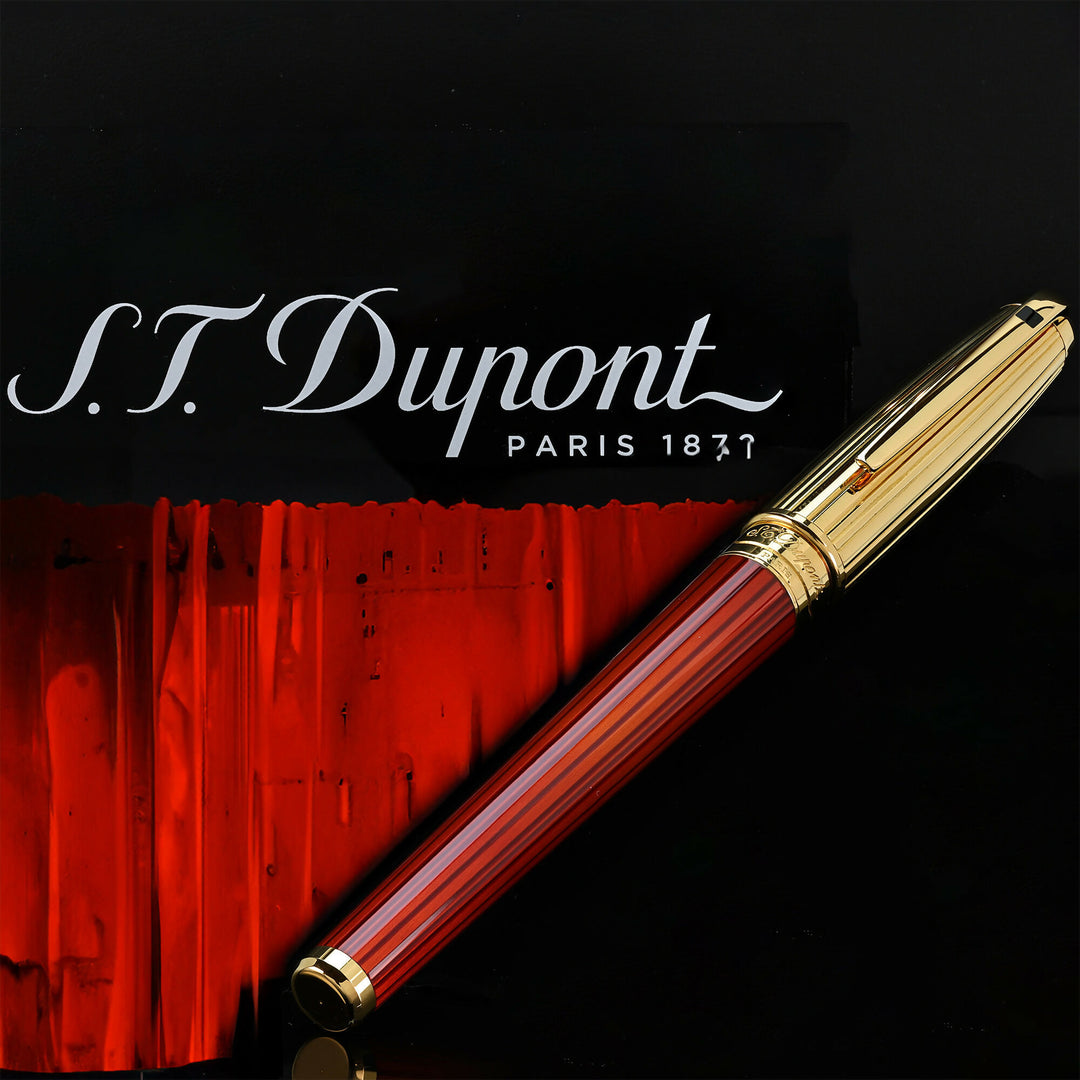 S.T. Dupont Olympio Red Stripe with Gold Cap FP