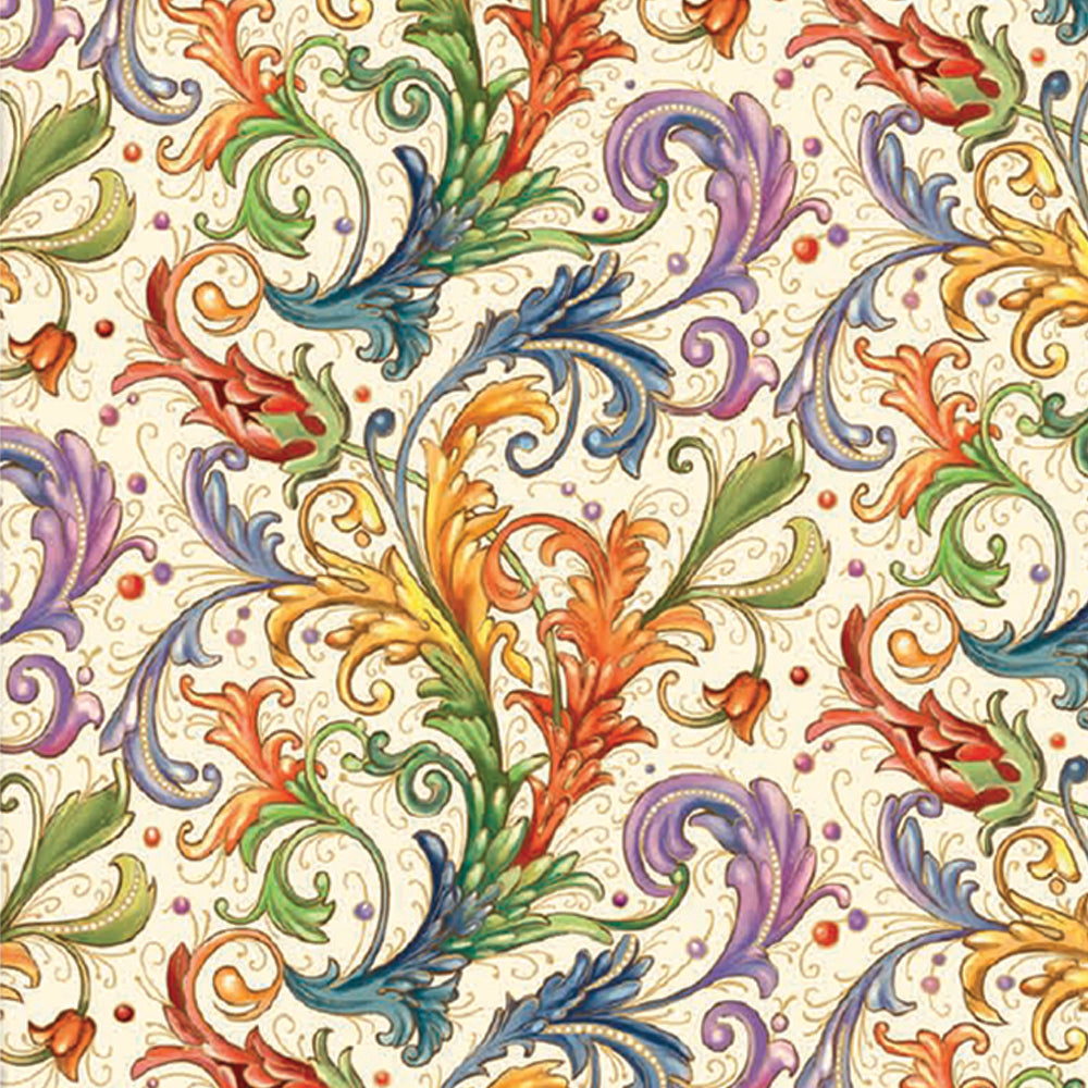 Italian Florentine Scrollwork Foldover Card &amp; Envelope Set (10ct.) 3.35"x 5.31" I Kartos Italy