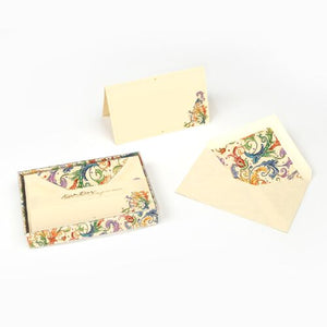 Italian Florentine Scrollwork Foldover Card & Envelope Set (10ct.) 3.35"x 5.31" I Kartos Italy