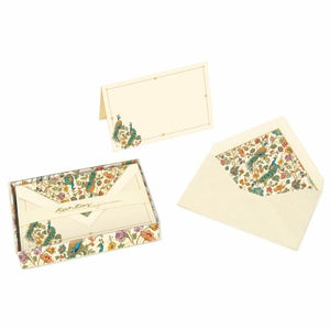 Italian Florentine Peacock Foldover Card & Envelope Set (10ct.) 3.35"x 5.31" I Kartos Italy