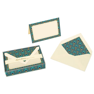 Italian Florentine Peacock Feathers Foldover Card & Envelope Set (10ct.) 3.35"x 5.31" I Kartos Italy