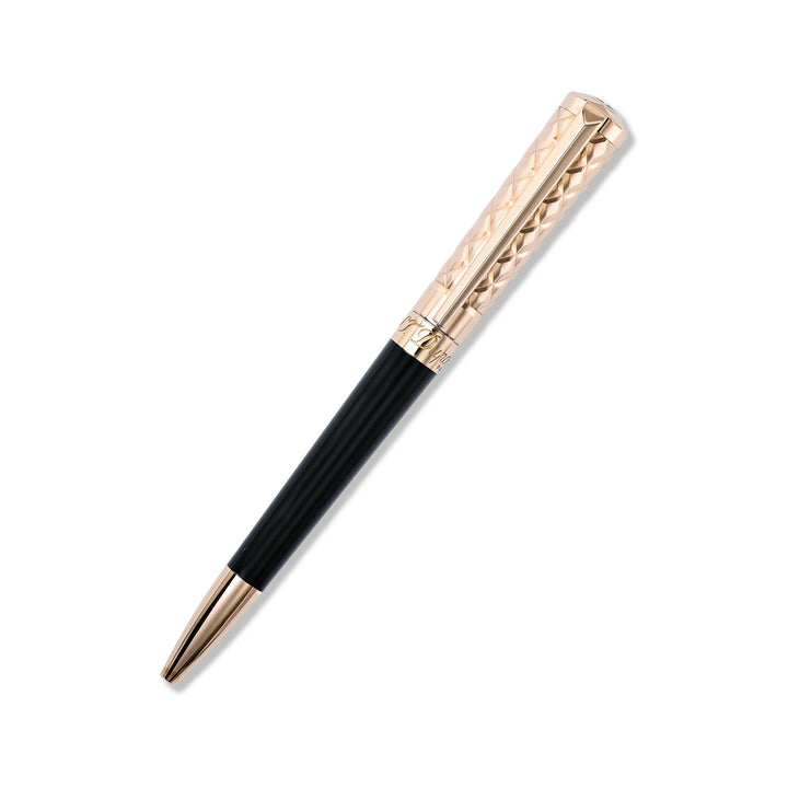 S.T. Dupont Liberté Diamond Engraved Black And Gold Ballpoint