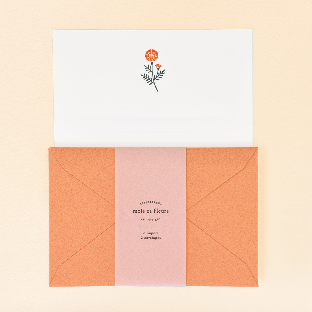 Japanese Letterpress Poppy Letter Set