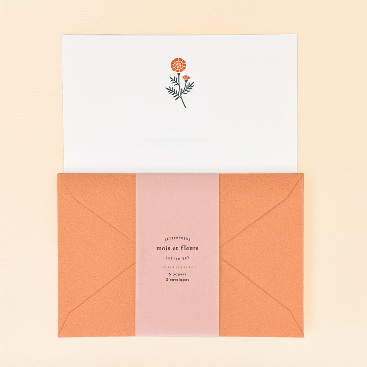 Japanese Letterpress Poppy Letter Set