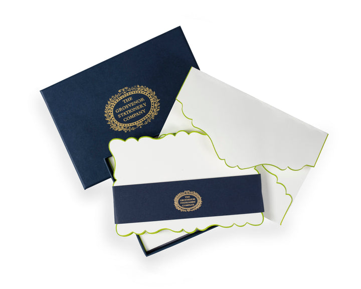 Grosvenor Cards & Envelopes - Ecru Emerald Green (10ct.)