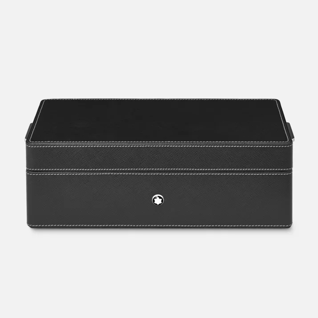 Montblanc Leather Desk Box for 3 Writing Instruments & Ink Bottle - Black