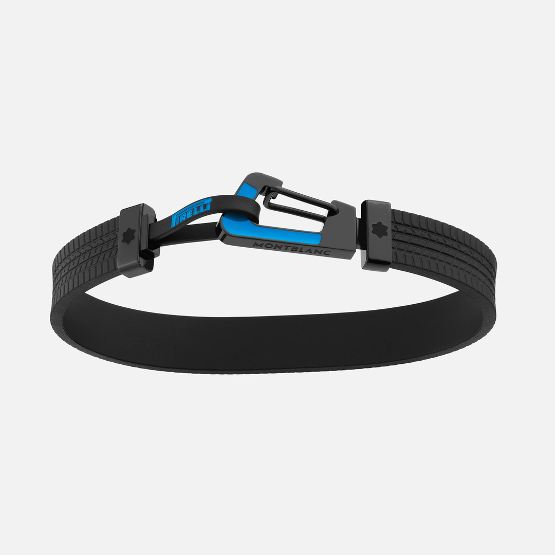 Montblanc Meisterstück Great Masters Pirelli Bracelet in Rubber and Steel with Blue Lacquer