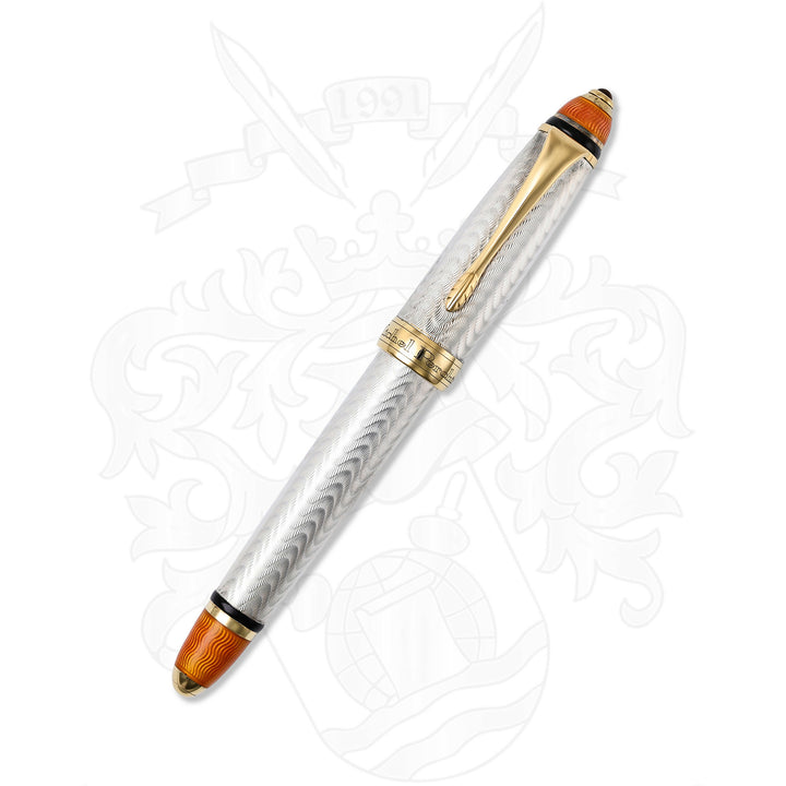 Michel Perchin Art Deco Limited Edition 88 Sterling Silver With Orange Trim