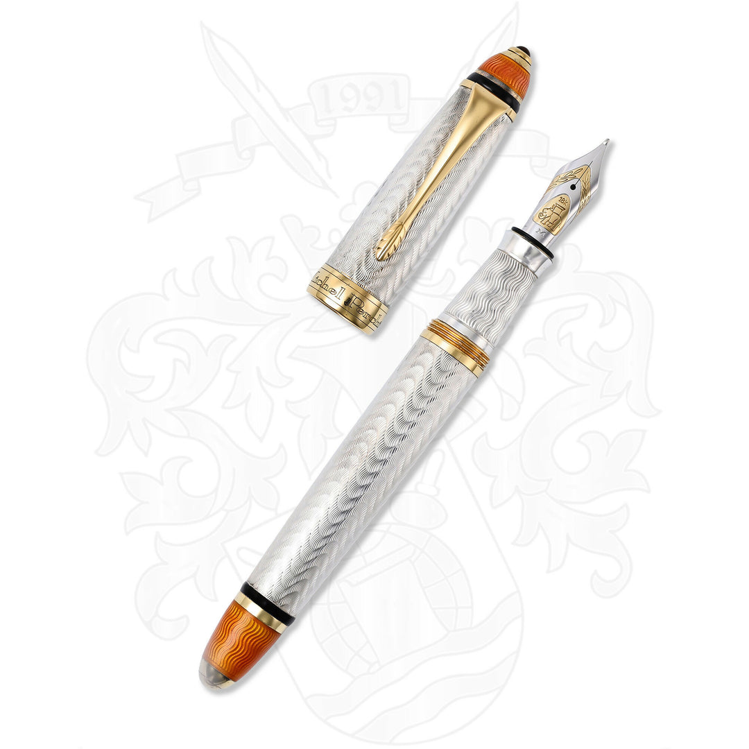 Michel Perchin Art Deco Limited Edition 88 Sterling Silver With Orange Trim