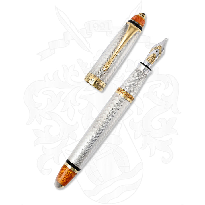 Michel Perchin Art Deco Limited Edition 88 Sterling Silver With Orange Trim