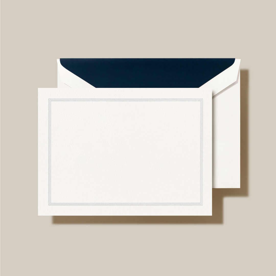 Crane Navy Triple Hairline Framed Note Cards & Envelopes