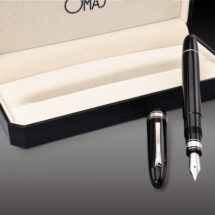 Omas Extra Ogiva Black And Silver Fountain Pen