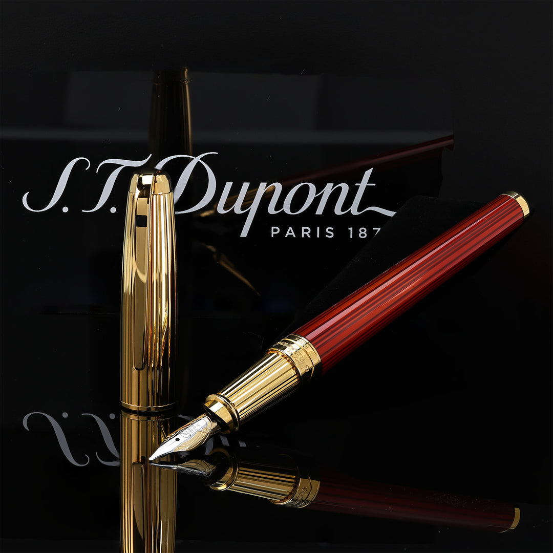 S.T. Dupont Olympio Red Stripe with Gold Cap FP