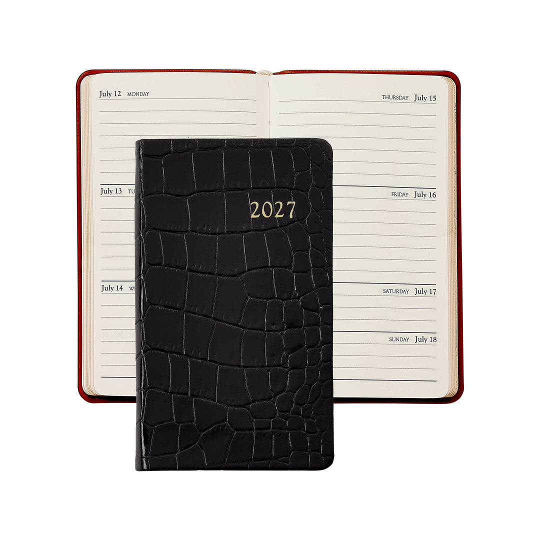 Graphic Image 2027 Pocket Datebook- Embossed Croc Leather 3"x5"
