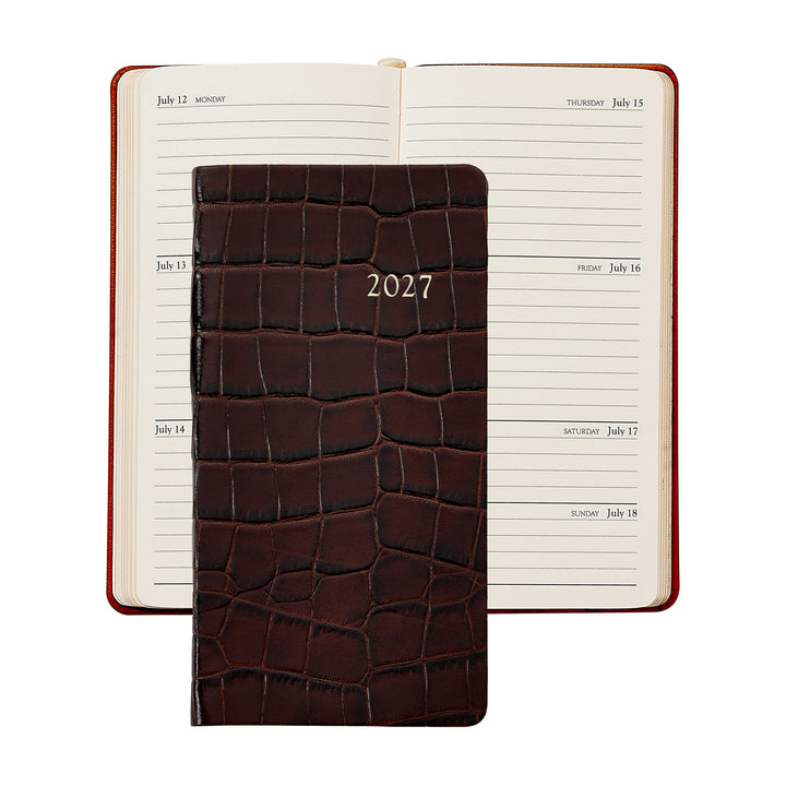 Graphic Image 2027 Pocket Datebook- Embossed Croc Leather 3 1/4"x6"