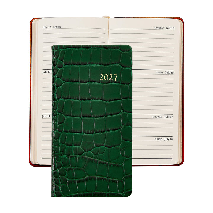 Graphic Image 2027 Pocket Datebook- Embossed Croc Leather 3 1/4"x6"