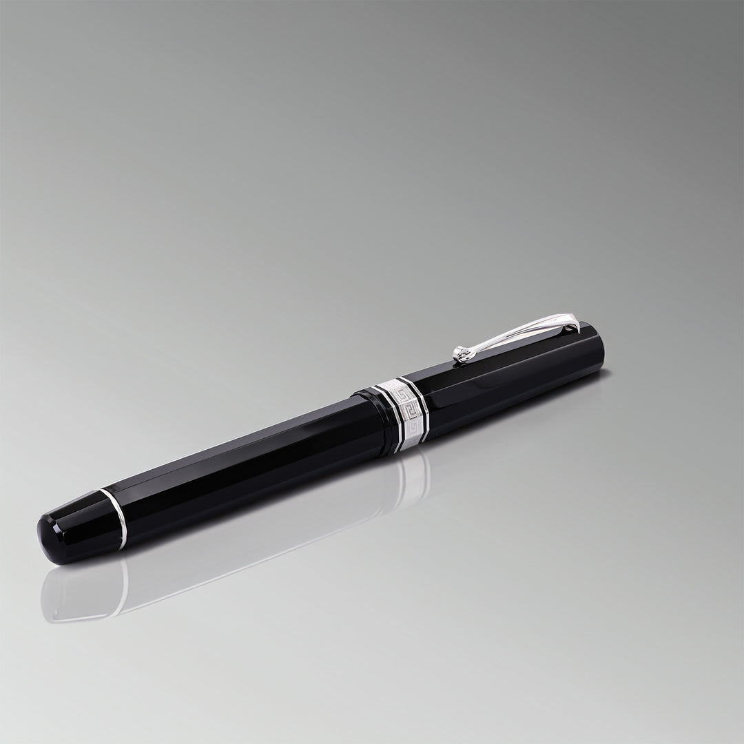 Omas Paragon Black And Silver Fountain Pen