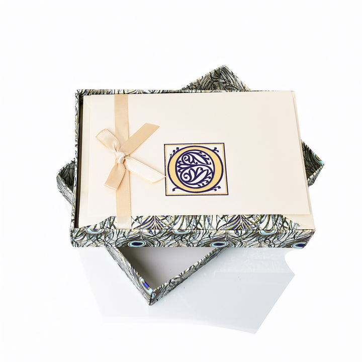 Blue Peacock Initial "O" - Folded Cards &amp; Lined Envelopes 4.10" x 6.30" (10ct.)