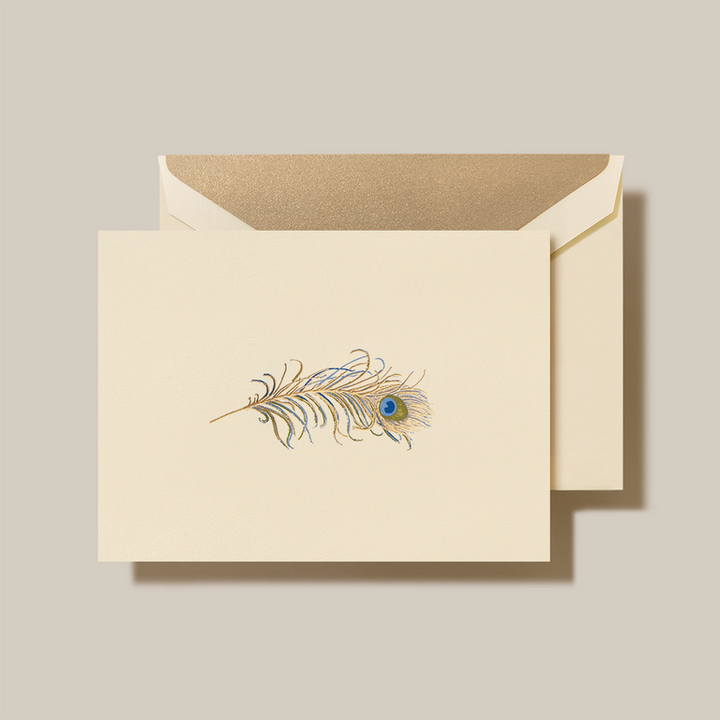 Crane Peacock Feather Notes & Envelopes