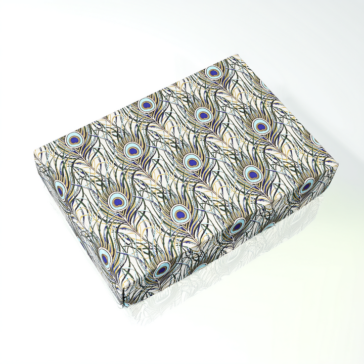 Blue Peacock Initial "I" - Folded Cards &amp; Lined Envelopes 4.10" x 6.30" (10ct.)
