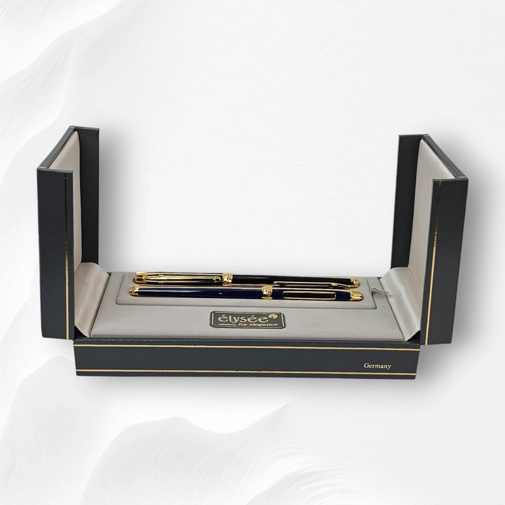 Elysee Parthenon Lacque Classique 2 Pen Box Set - Black and Royal Blue 18k Nib medium