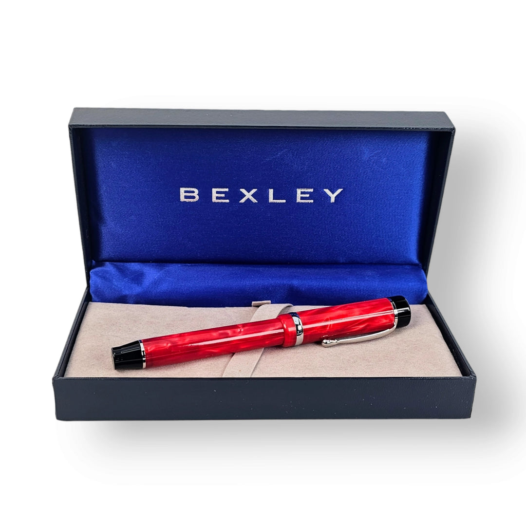 Bexley, Classic Collection - Red Marbled with 18k Gold Stub Nib