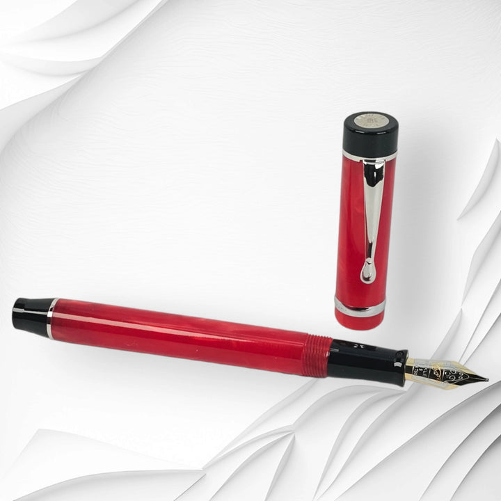 Bexley, Classic Collection - Red Marbled with 18k Gold Stub Nib