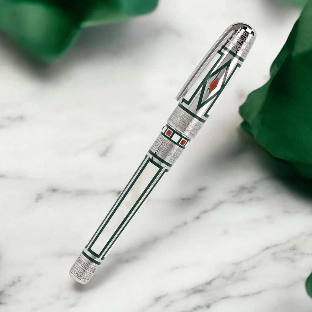 S.T. Dupont Medici Sterling Silver with Green Pattern LE Fountain Pen