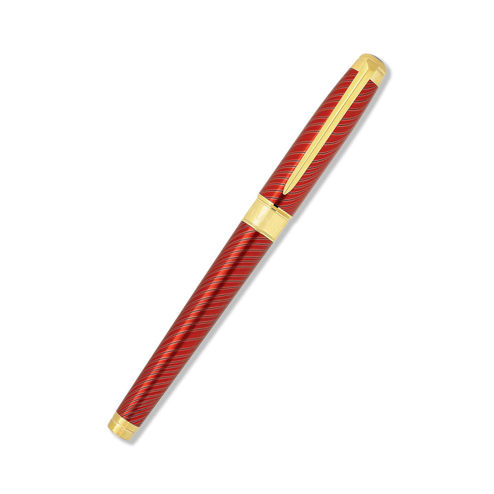 S.T. Dupont Line D Eternity Large Mane Guilloche Red and Gold Fountain Pen
