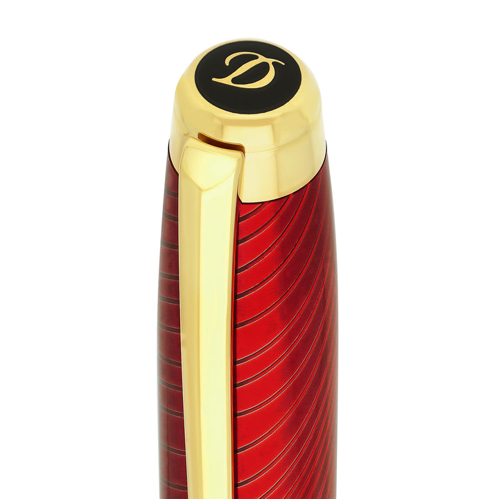 S.T. Dupont Line D Eternity Large Mane Guilloche Red and Gold Fountain Pen