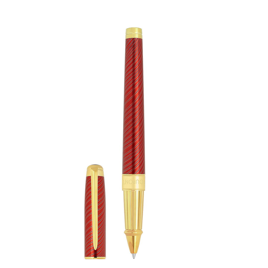 S.T. Dupont Line D Eternity Large Mane Guilloche Red and Gold Rollerball