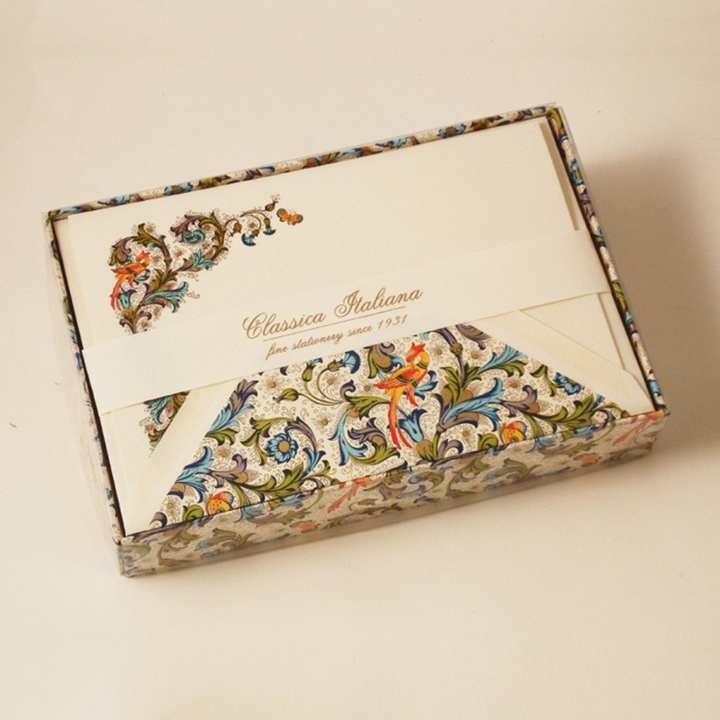 Rossi - Flat Cards & Lined Envelopes 3.25" x 5.25" in Birds Florentine Style