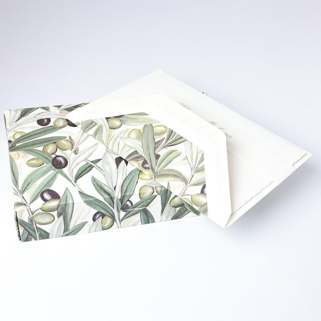 Olive Flat Cards and Envelopes Olive: 3.25" x  5.25"   (10ct.) | Rossi 1931 Italian Stationery