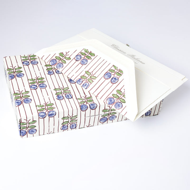 Blue Berry Folded Notecards 4.25"  x 6.25" (10ct.) | Rossi 1931 Italian Stationery