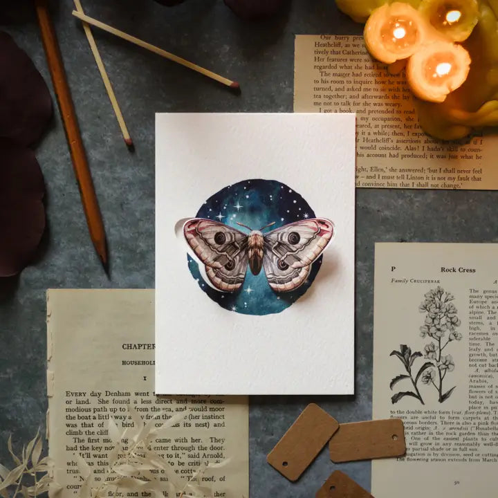 Midnight Moth Pop Out Watercolour Greetings Card