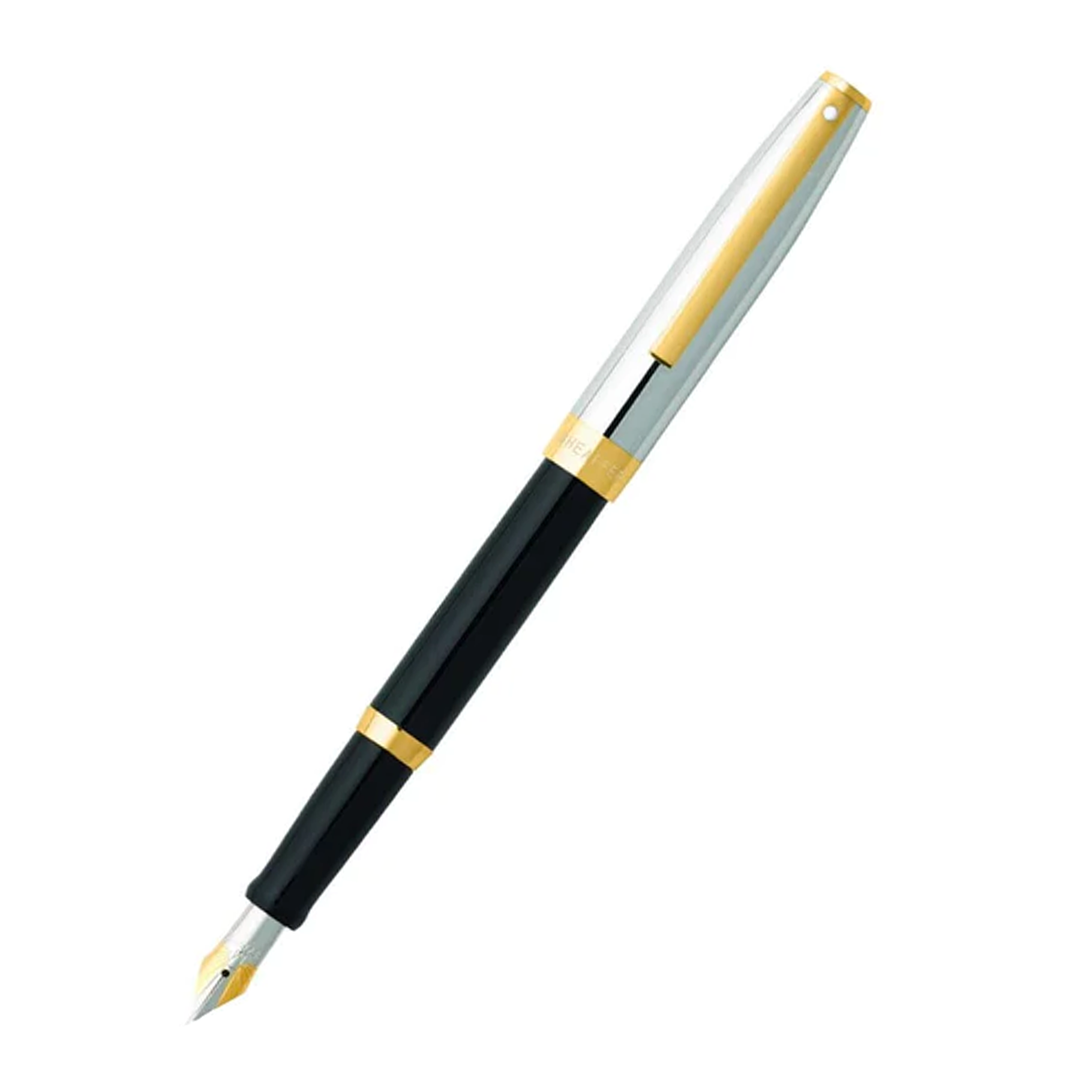 Sheaffer Sagaris Glossy Black Barrel Gold Trim Fountain Pen